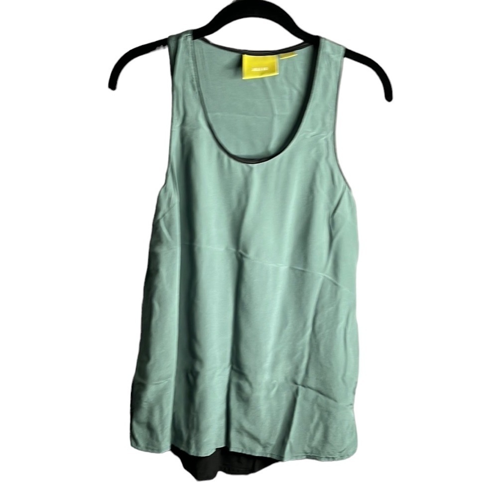 MAEVE Green and Black Silk Sleeveless Scoop neck Blouse Size 2